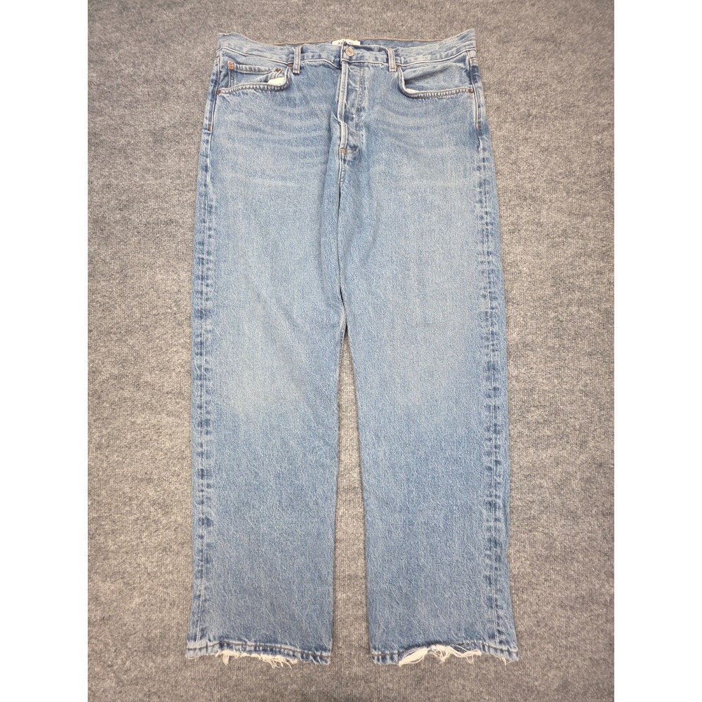 AGOLDE Jeans Womens 31 Blue Fran High Rise Relaxed Straight Distressed